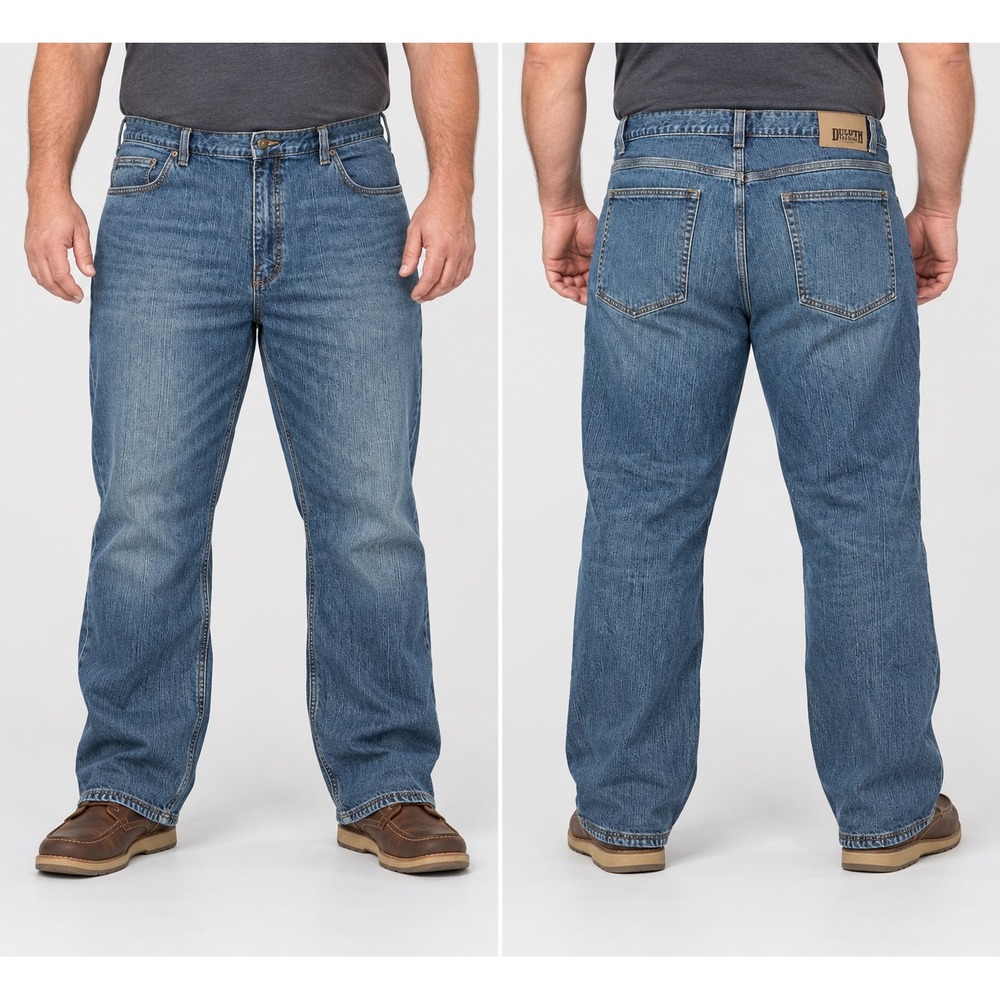 Duluth Trading Co Flex Ballroom Flannel Lined Jeans 44x30 Blue Relaxed 23722 WDN